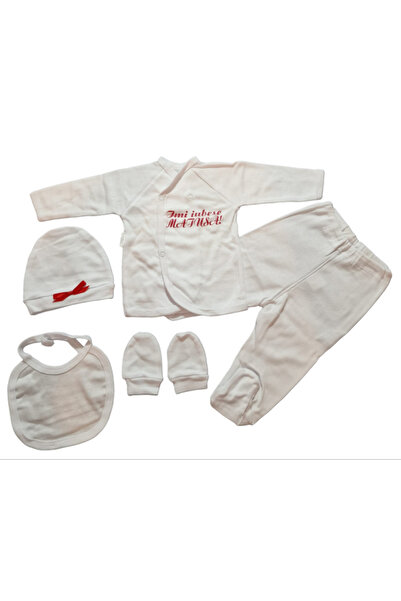 Bubu Kids Creations Costumas nou-născut crem, 5 piese, 100% bumbac – Fabricat...