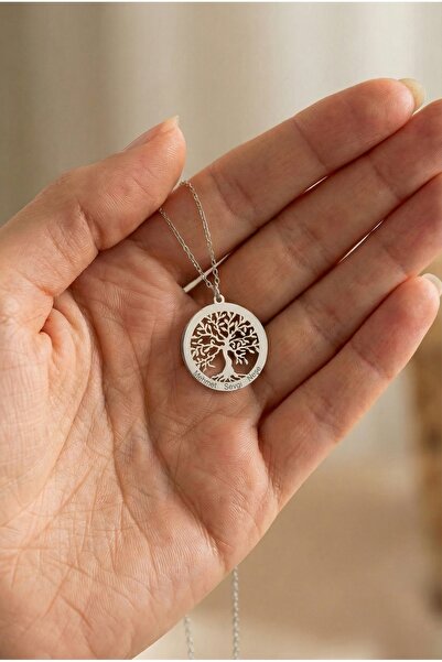 neshely jewelry 925 Ayar Gümüş Charmlı (Kolye Ucu) Kişiye Özel Aile Hayat Ağa...