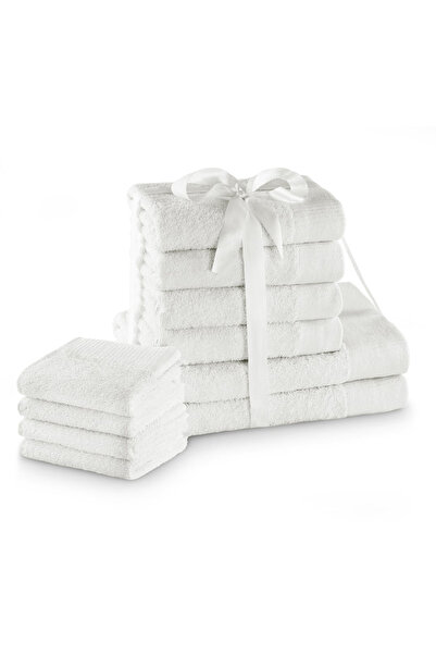Amelia Home Set of 10 bath towels, 100% cotton, 450 g/m2, Amari, 2x70x140 cm, 4x50x100 cm, 4x30x50 cm, white