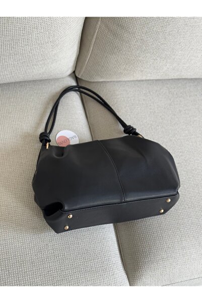 BAGLOVİS Askisi Knot Detail Medium Size Black Women's Shoulder Bag En35 Boy20