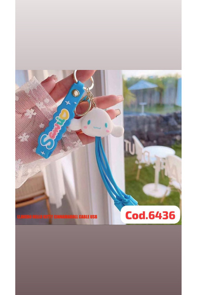 synshop Cinnamoroll İPhone Micro Type-c Şarj Çoklu Şarz Kablosu Anahtarlık He...
