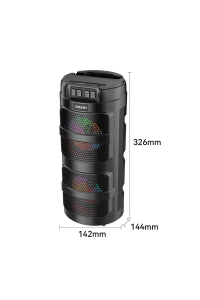 ZQS Portable Bluetooth Speaker ZQS2401 – 8W, LED Light, BT/USB/TF/FM, 800mAh Battery, Type-C Charging