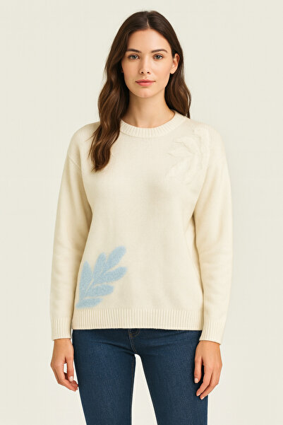 SARİTA MODA Clover Pattern Feathered Sweater