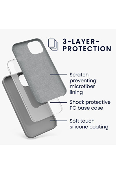 KWmobile Case for iPhone 13, Silicone, Gray, 55878.155