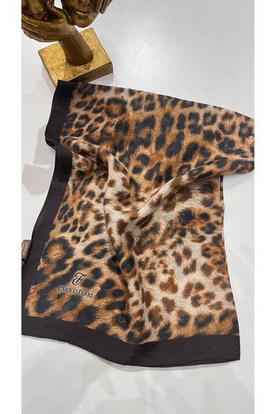 ENRİCO FERRİ Modal Cotton Leopard Shawl