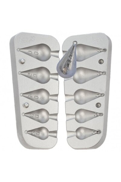 Your Mold Cod matriță de turnare cu plumb 091 - 5 cavități: 20, 30, 40, 50, 60 g, material: duraluminiu