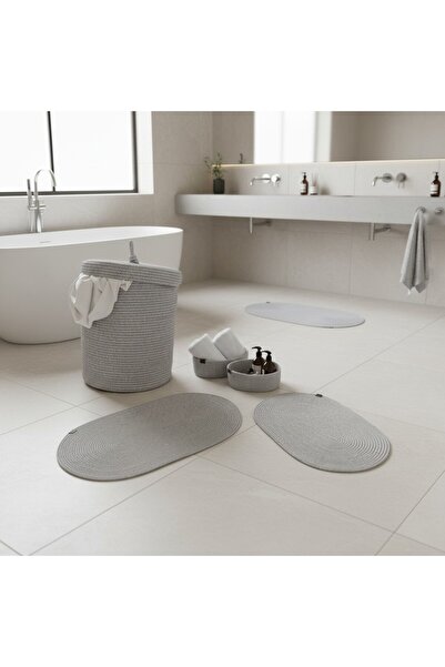 Comfort Craft طقم سجادة حمام من الخيزران/الجوت مكون من 5 قطع باللون الرمادي |...