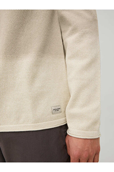 Jack & Jones JJEHILL Knit Ecru Beige Men's Raglan Sleeve Sweat Sweater