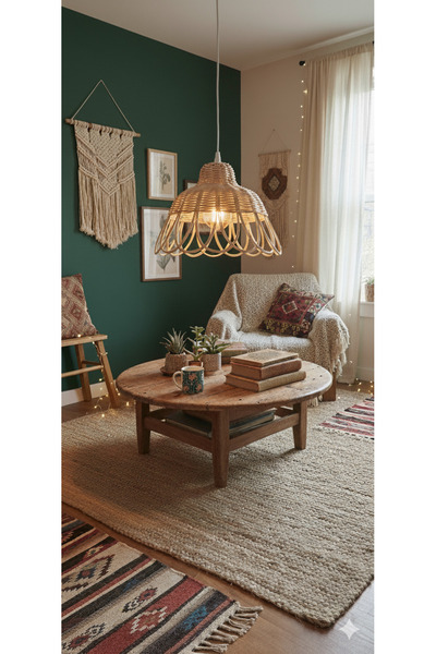 Ebruli Rattan Bambu Bohem Salon Avizesi