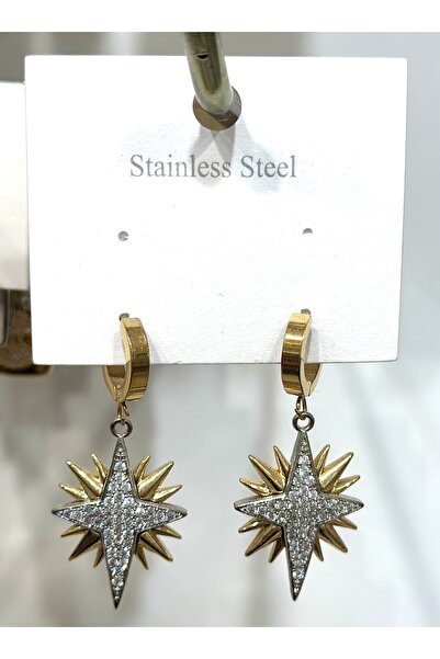 stainles steel أقراط من الفولاذ المقاوم للصدأ مرصعة بحجر النجمة الشمالية