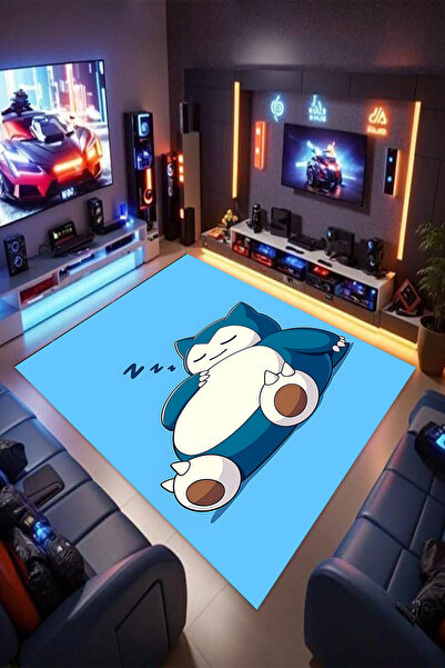 Reyhani SNORLAX Desenli Kaymaz Taban Makinede Yıkanabilir Çocuk Gamıng Halısı...
