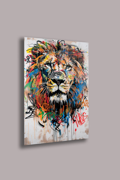 gxe.art Стъклен панел „Портрет на лъв“ 4 мм – Мощно цифрово UV печатно изкуство