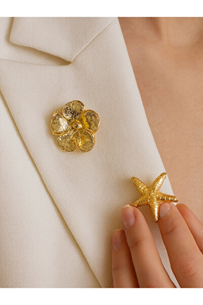 MRK Kadın 2'li Çiçek ve Deniz Yıldızı Broş
