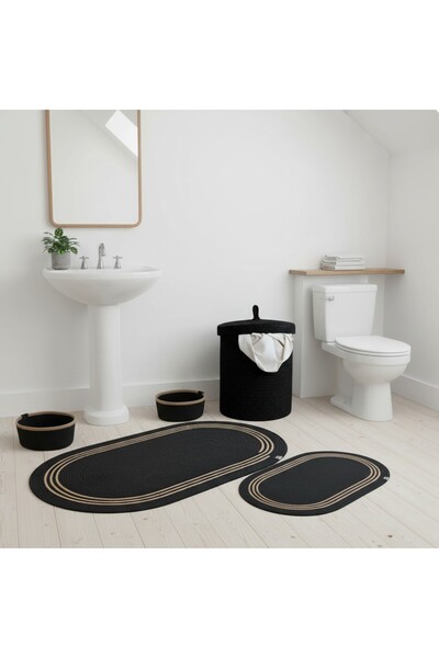 Comfort Craft Straw / Jute 5 Piece Straw Striped Bath Mat Set |   Dirty Laundry Basket |   Oval Baskets