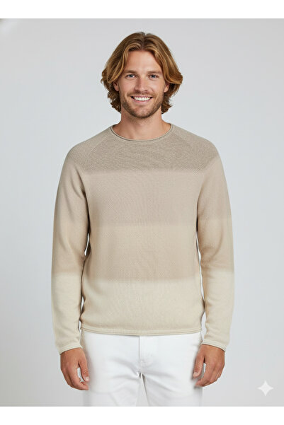 Jack & Jones JJEHILL Knit Ecru Beige Men's Raglan Sleeve Sweat Sweater