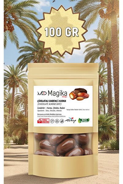 Magika Design Çikolata Kaplı Bademli Hurma 100 GR - Katkısız ve Doğal - Taze ...