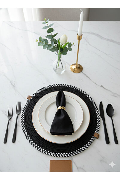 AZR HOME DESİGN Doğal jüt halat el yapımı 6 adet supla servis dekor