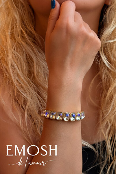 EMOSH de Lamour Gold Color Fine Cut Crystal Flexible Bracelet |   Sparkling E...