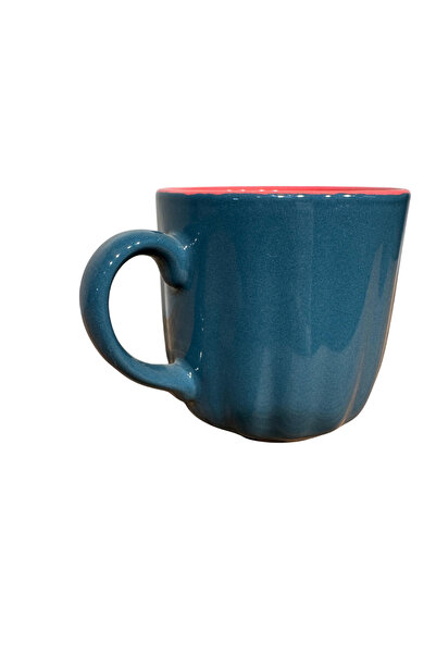 CERCİBAZAAR Colorful Ceramic Mug – 300 ml Modern Coffee Cup (Turquoise - Pink)