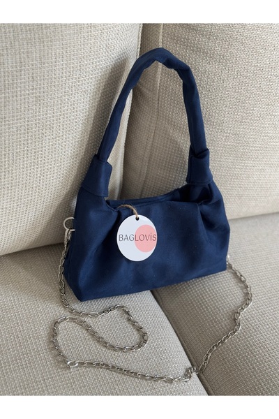 BAGLOVİS Drawstring Knot Handle Suede Look Chain Strap Women's Handbag En24 Boy12