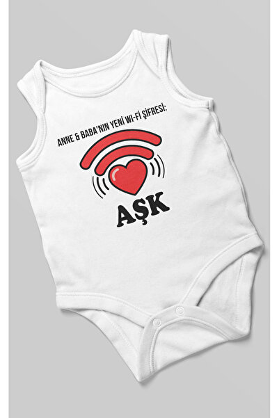 MorivoKids كلمة مرور واي فاي جديدة من الأم والأب Love مطبوع Baby Bodysuit – ب...