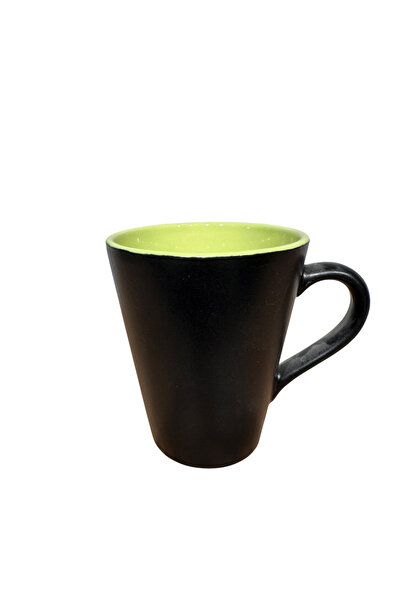 CERCİBAZAAR Ceramic Mug 250 ml – Stylish and Modern Design (Black Orange - Black Green)