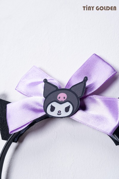 TİNY GOLDEN Kız Çocuk Siyah -Mor Kuromi Doğum Günü Parti Taçlı Tül Elbise