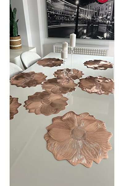 Decamor home طقم أدوات مائدة أمريكي من 7 قطع بنمط زهور نحاسية سهل التنظيف