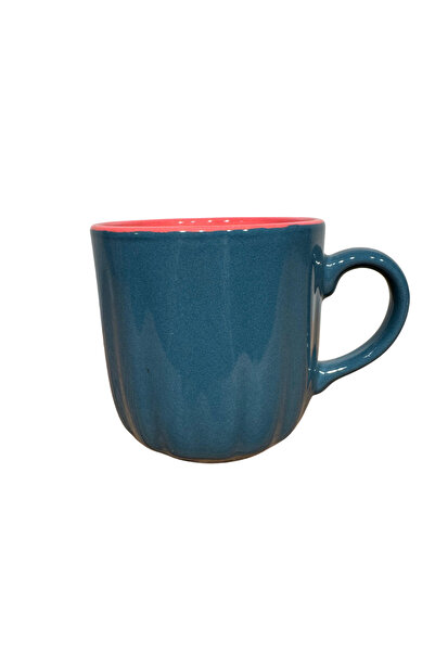 CERCİBAZAAR Colorful Ceramic Mug – 300 ml Modern Coffee Cup (Turquoise - Pink)