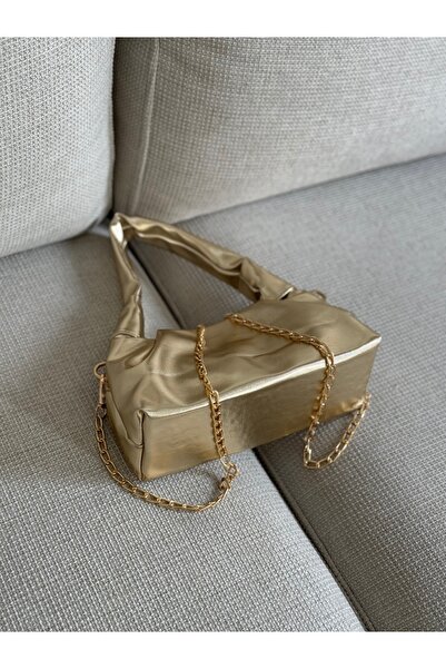 BAGLOVİS Drawstring Knot Handle Chain Strap Women's Handbag En24 Boy12