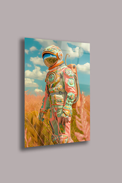 gxe.art Pictură pe sticlă de 4 mm Astronaut în câmpul de grâu – Imprimare UV ...