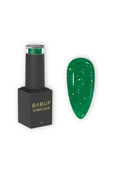 BABUF Forest Spark Rubber Base 15ml – Translucent Green Self-Leveling Base with Glitter