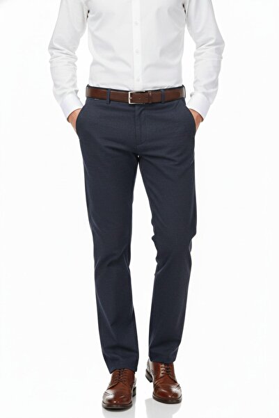 KAMER Men's Regular Fit Classic Unpleated Canvas Trousers P1168 Bgl-St04796