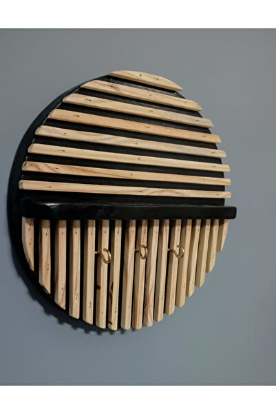 BABA HOME Dekoratif Yuvarlak Duvar Askısı - Ahşap Duvar Askılığı Daire -28cm Çap