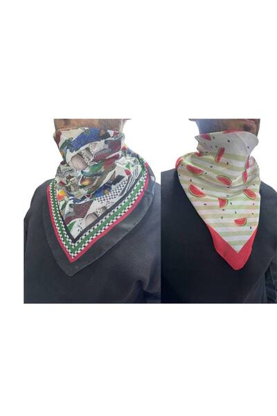 ALDAIYR 2 قطعة وشاح بتصميم فلسطيني 50×50 مناسب للجنسين للاستخدام اليومي، شال ...