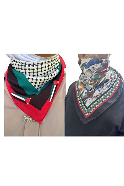 ALDAIYR 2 bucăți eșarfe cu tematică palestiniană 50x50, unisex, potrivite pen...