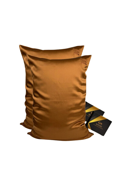 MATASIA Set of 2 Mulberry Silk Pillowcases 22 Momme – Coffee Brown, 50×70 cm | MATASIA®