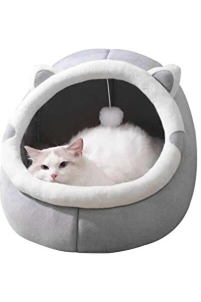 iTin Comfortable Cat Bed, Cotton and Sponge, Gray – Semi-Enclosed Design, Eas...