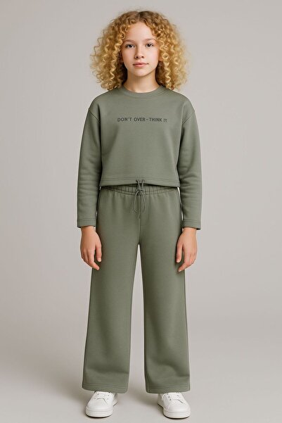 Midani Store Girl's Black Casual Tracksuit Set – Long Sleeve Sweatshirt and Wide Leg Sportswear Combo, Comfortable Fabric