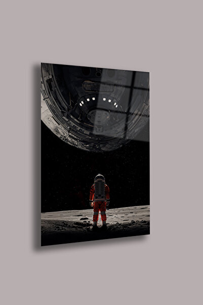 gxe.art Astronaut sub planeta întunecată, pictură pe sticlă de 4 mm – imprima...