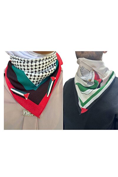 ALDAIYR 2 bucăți eșarfe cu tematică palestiniană 50x50, unisex, potrivite pen...