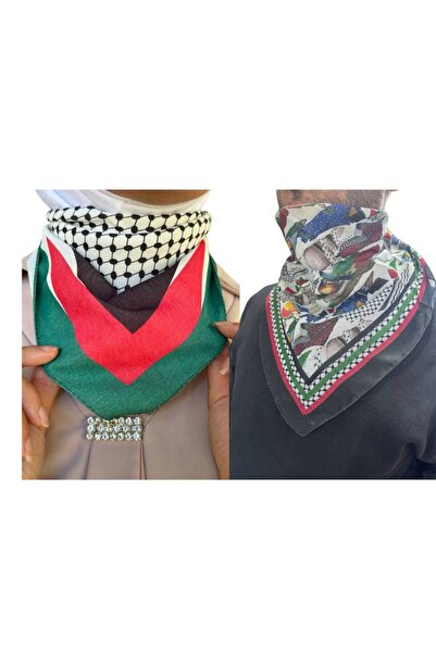 ALDAIYR 2 Pcs Palestine Themed Scarf 50X50 Unisex Suitable for Daily Use Pash...