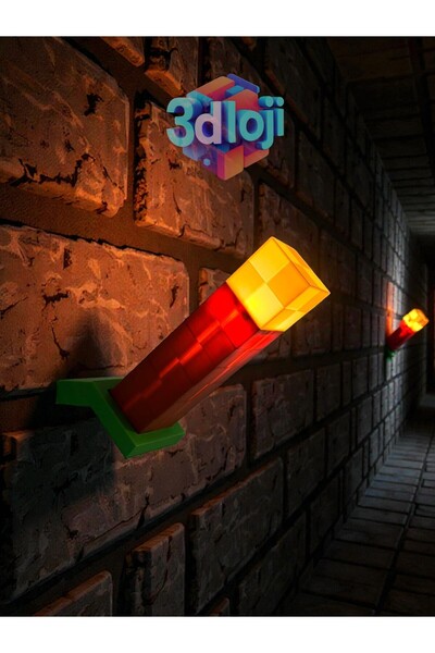 Vaiflagy Store Blok Tasarımlı Dekoratif Duvar Lambası-Meşale – PLA 3D Baskı, ...