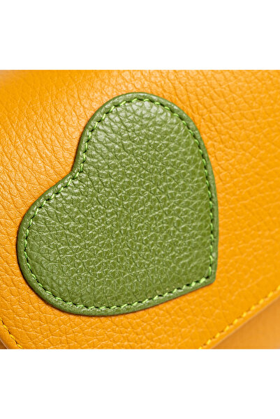 LAURA OLARU TRIA Yellow Tote Bag with Green Heart