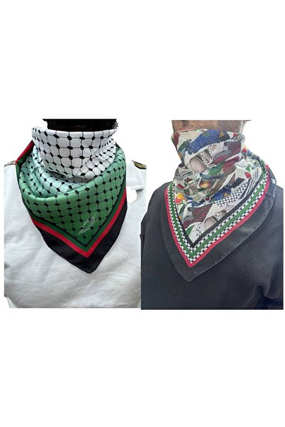 ALDAIYR 2 قطعة وشاح بتصميم فلسطيني 50×50 مناسب للجنسين للاستخدام اليومي، شال ...