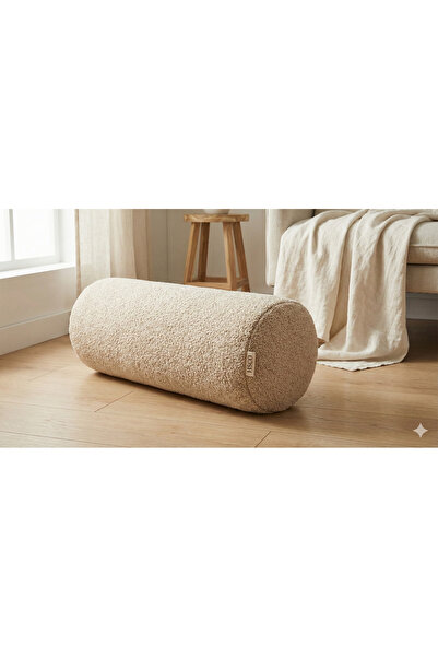 HSCO Teddy Bukle Kumaş Dekoratif Silindir Yastık - Sosis Kırlent Bebek Odası ve Salon Dekor Yastık