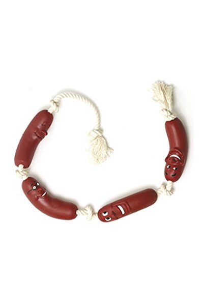 Silvanature لعبة كلب مكونة من 4 قطع على شكل نقانق مبتسمة مع حبل - لعبة متينة ...