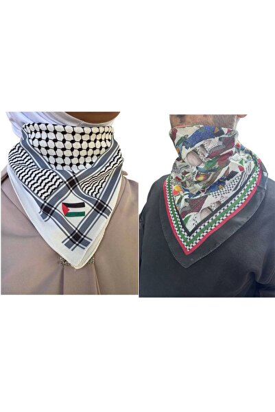 ALDAIYR 2 bucăți eșarfe cu tematică palestiniană 50x50, unisex, potrivite pen...