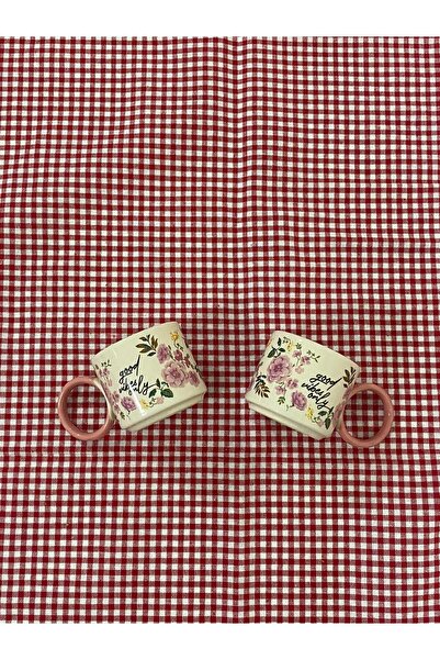 YAZICI 2'li Halka Kulplu Porselen Fincan Özel Tasarımlı Keramika Fincan