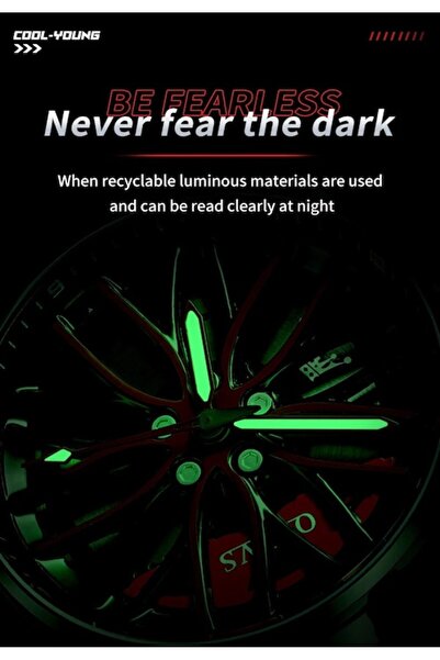 OLEVS MyRavadino F360 x Olevs™ Men's Automotive Wheel Watch - Quartz, Metal Bracelet (Green)